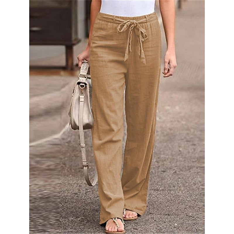 Chloe - Summer Linen Women's Trousers with Wide Legs