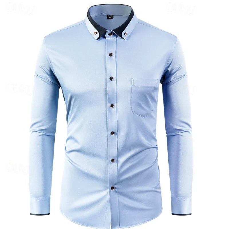 Men's Two-Tone Dress Shirt with Long Sleeves Elegant