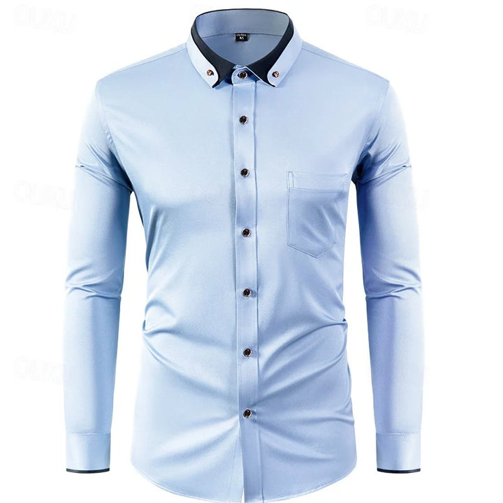 Men's Two-Tone Dress Shirt with Long Sleeves Elegant