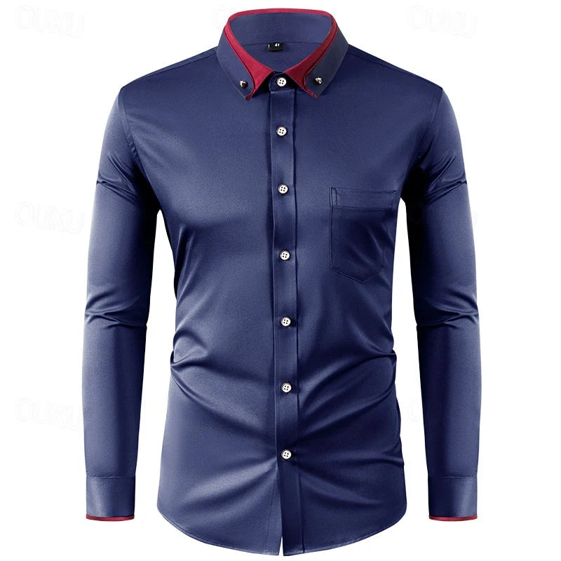 Men's Two-Tone Dress Shirt with Long Sleeves Elegant