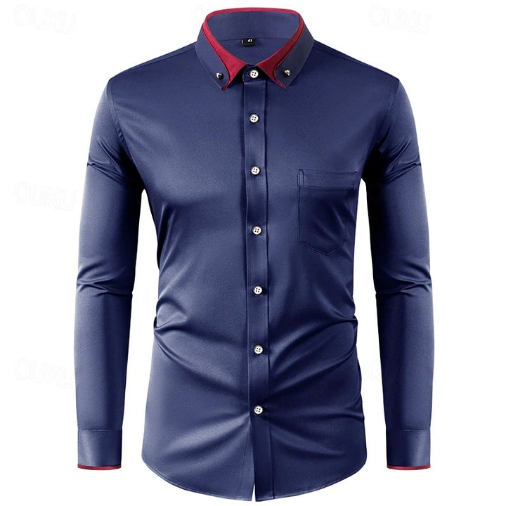 Men's Two-Tone Dress Shirt with Long Sleeves Elegant