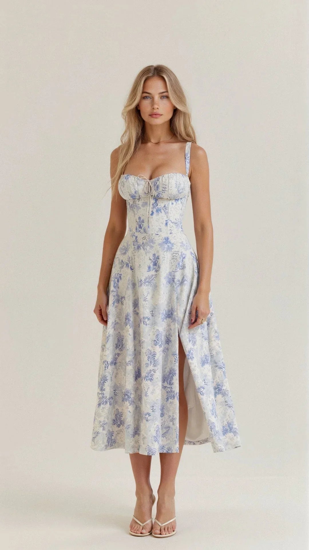 Nora | Chic Floral Corset Midi Dress