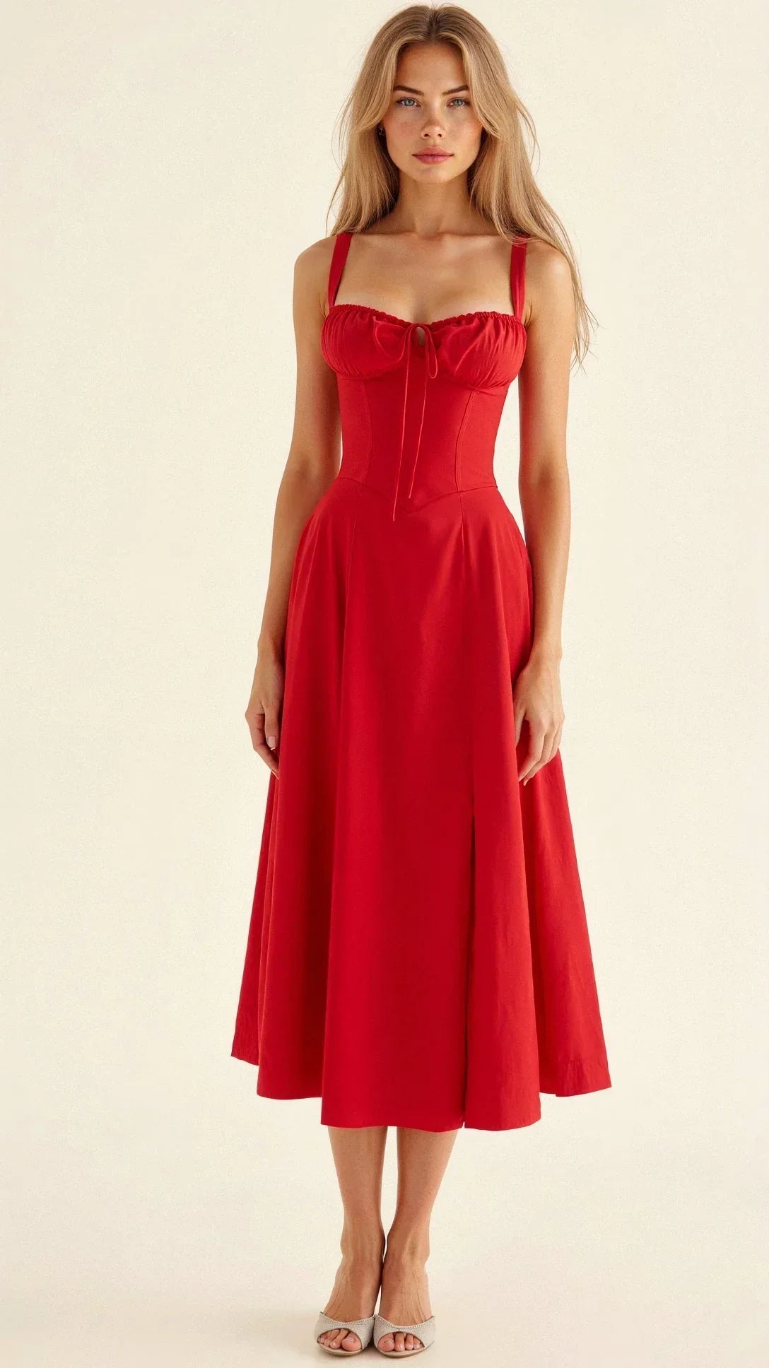 Nora | Chic Floral Corset Midi Dress