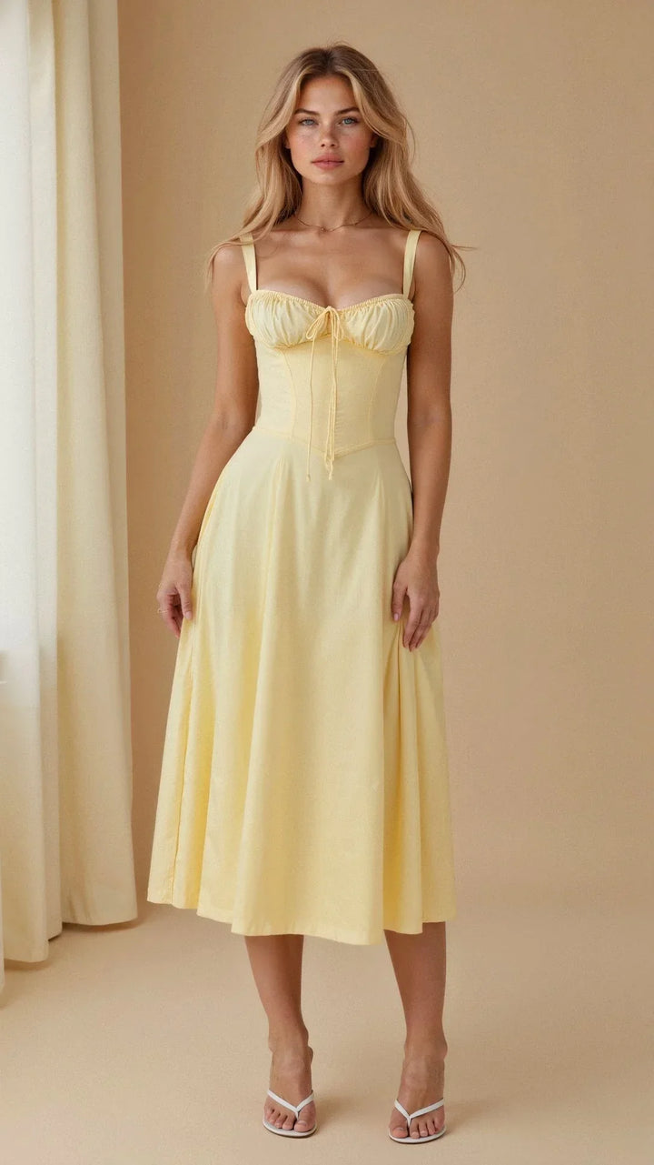 Nora | Chic Floral Corset Midi Dress