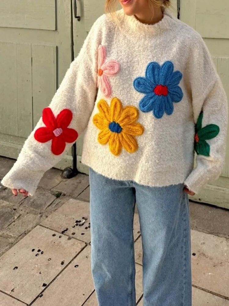 Daisy | Cozy Winter Floral Knit Sweater for Women