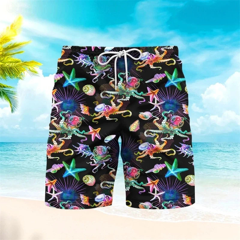 Men's Printed Swim Shorts for Summer Beach