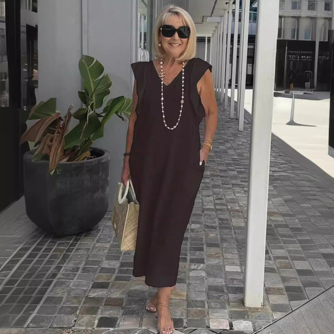 Hallie | Chic Sleeveless Linen Dress for Sun