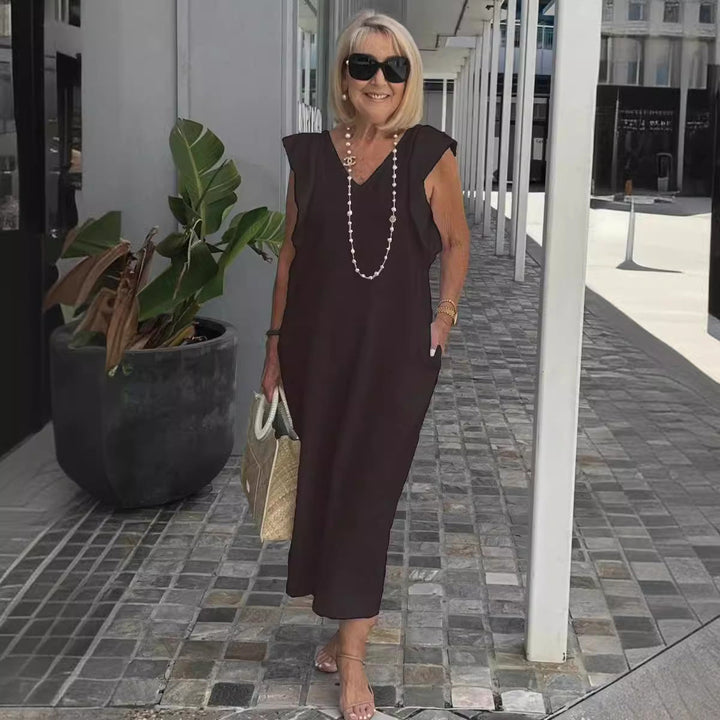 Hallie | Chic Sleeveless Linen Dress for Sun