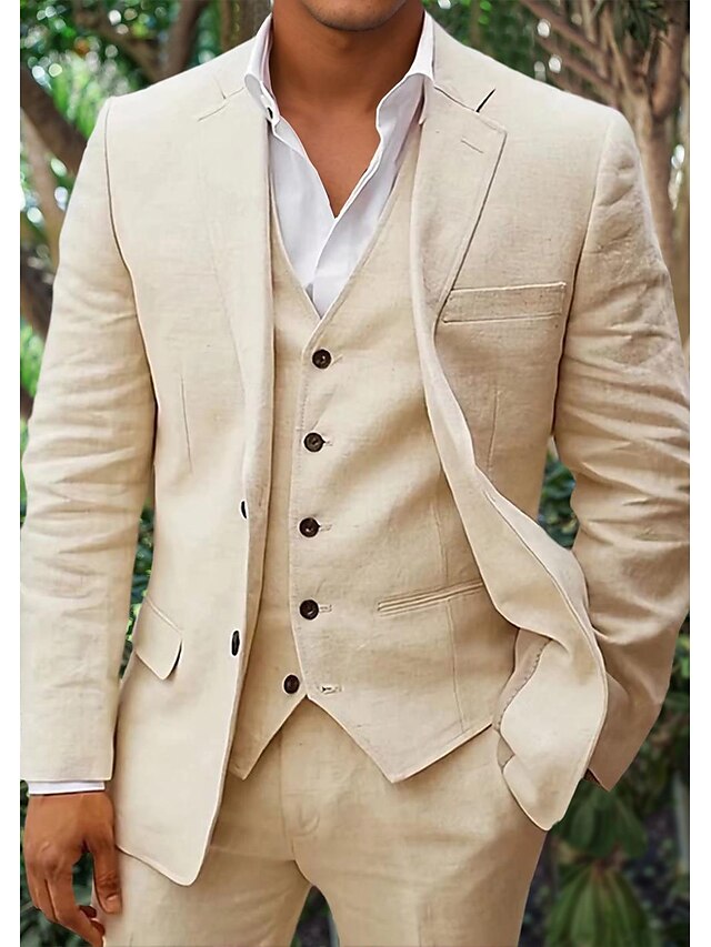 Premium Three-Piece Linen Set for Men: Blazer, Vest and Trousers