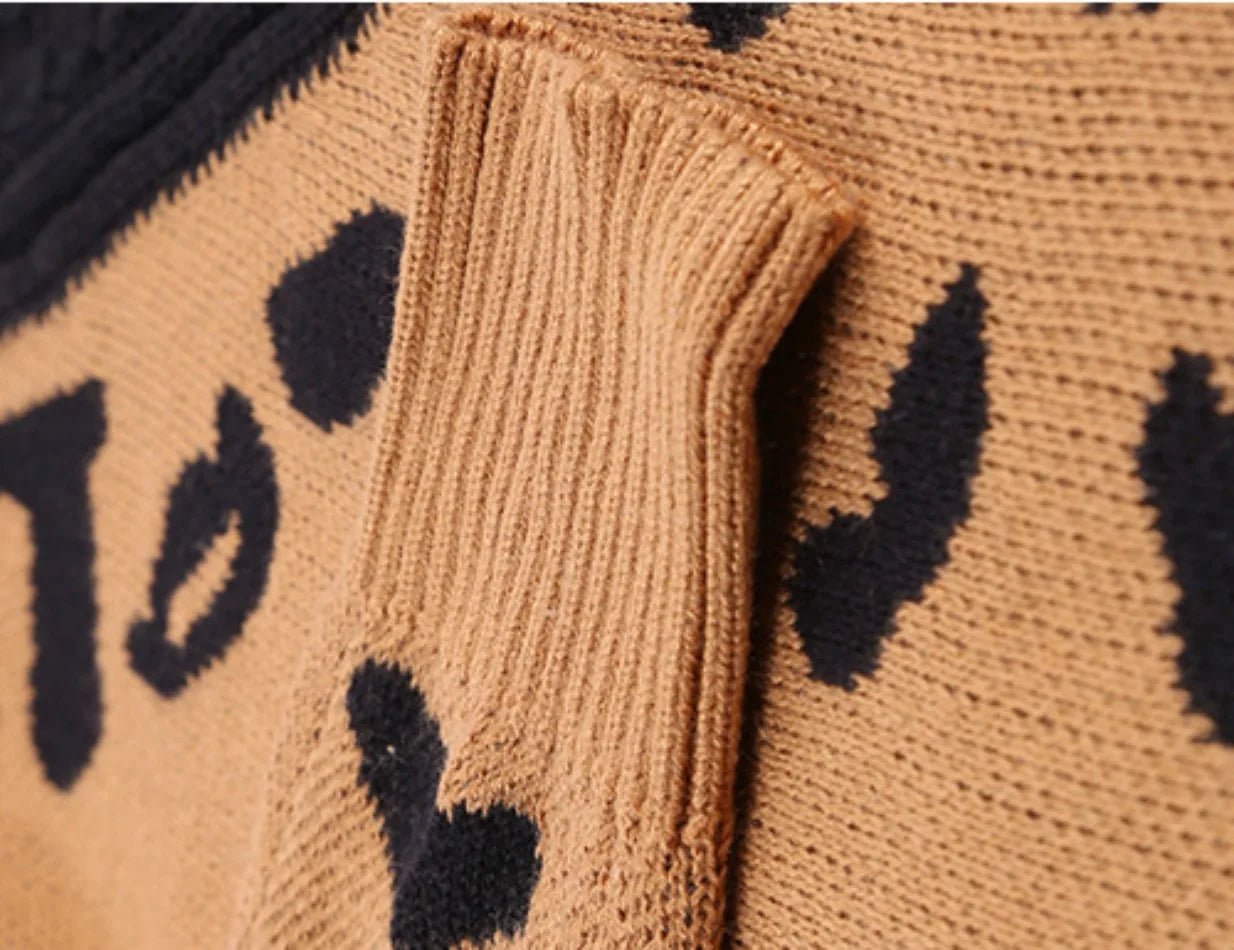 Hazel | Winter Chic One-Shoulder Leopard Sweater