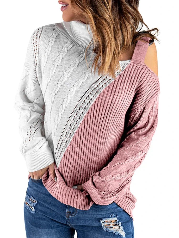 Hazel | Winter Chic One-Shoulder Leopard Sweater