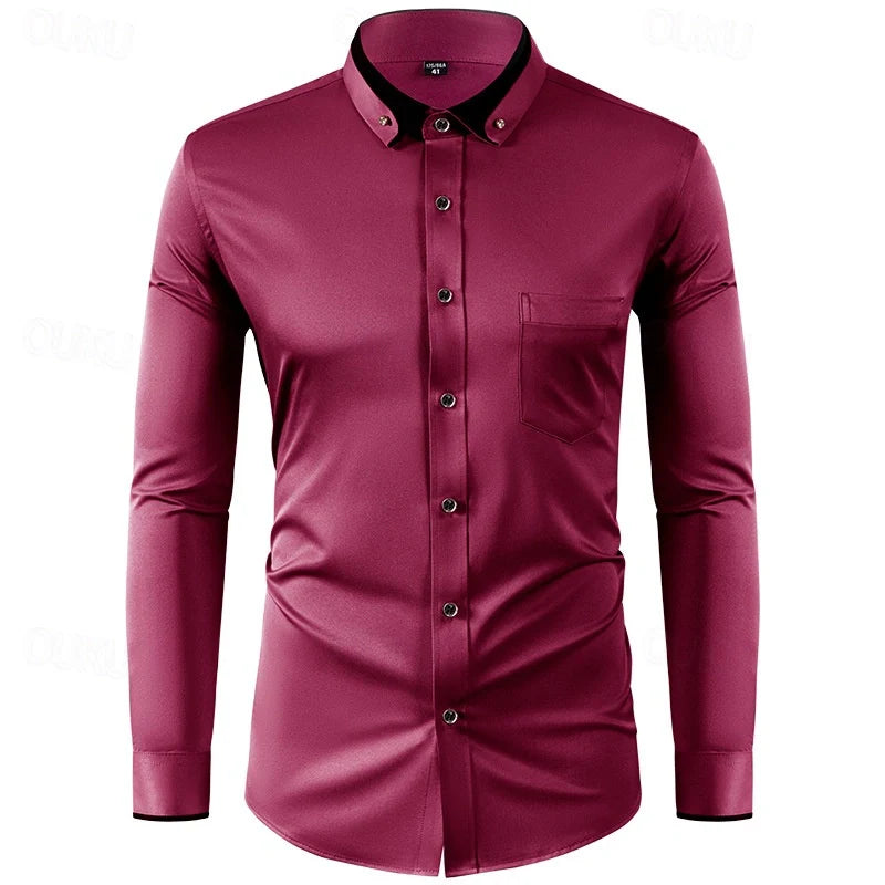 Men's Two-Tone Dress Shirt with Long Sleeves Elegant