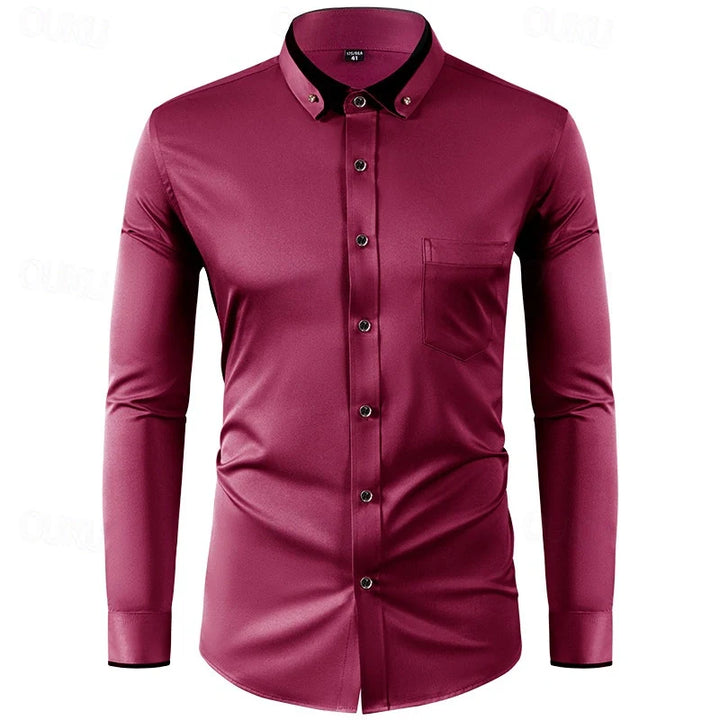 Men's Two-Tone Dress Shirt with Long Sleeves Elegant