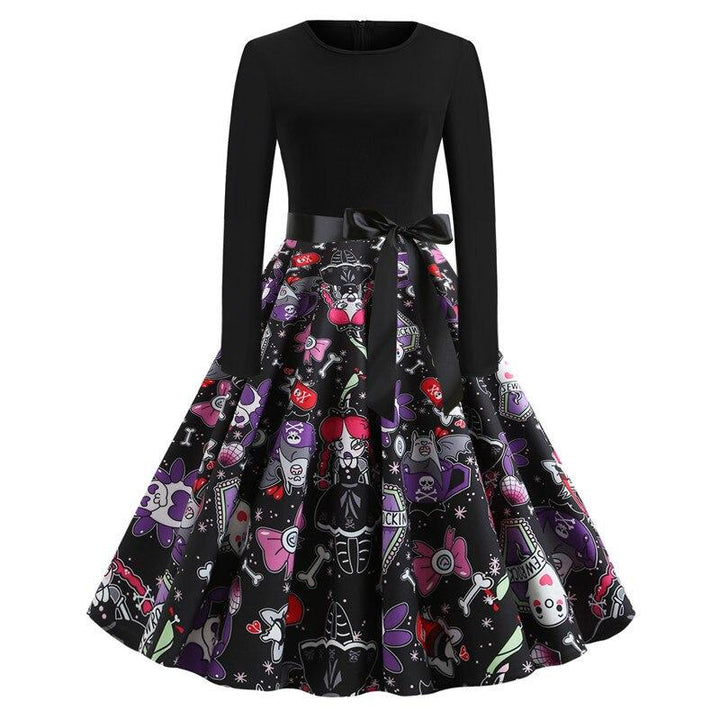 Gothic Cartoon Print Halloween Costume | Midi