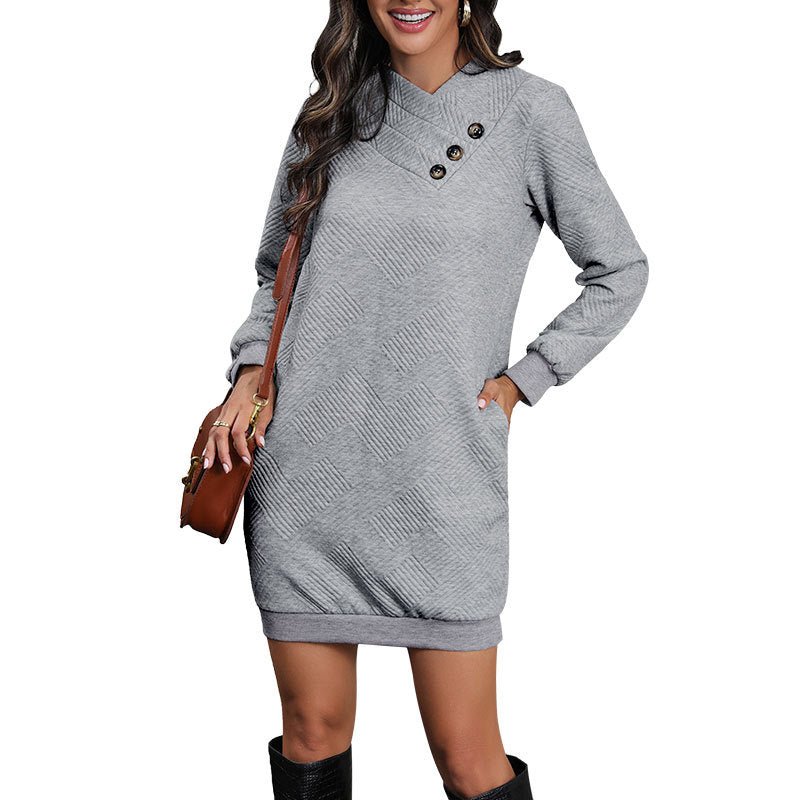 Violet | Winter Chic Sweatshirt Dress with Button Detail