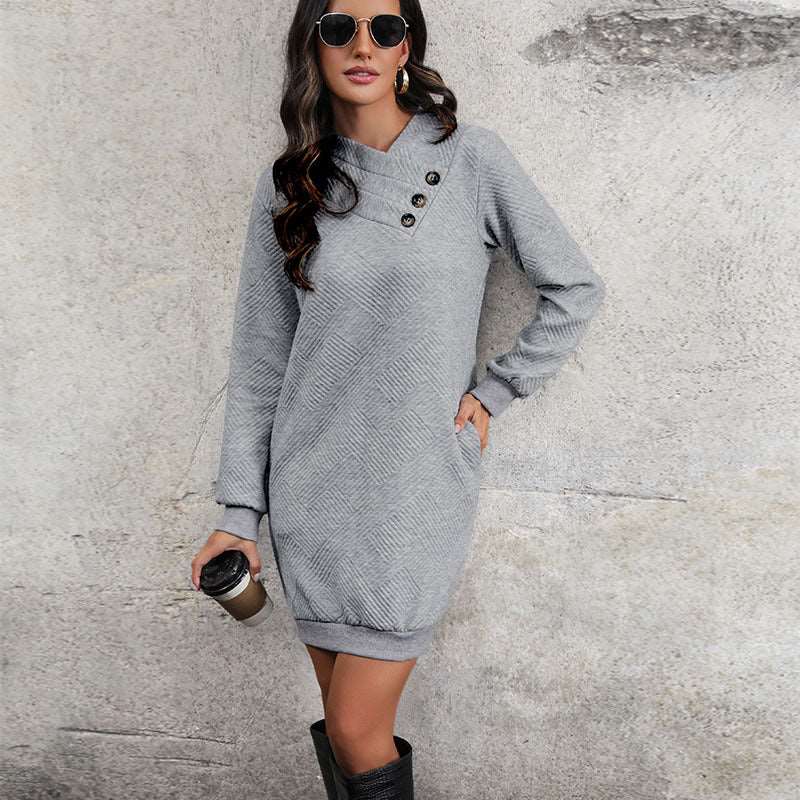 Violet | Winter Chic Sweatshirt Dress with Button Detail