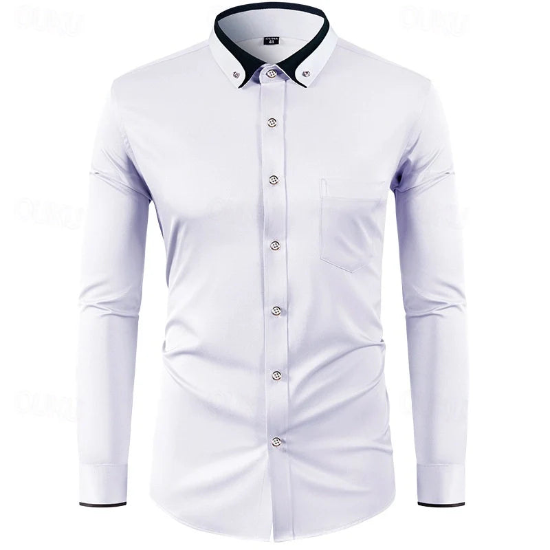 Men's Two-Tone Dress Shirt with Long Sleeves Elegant