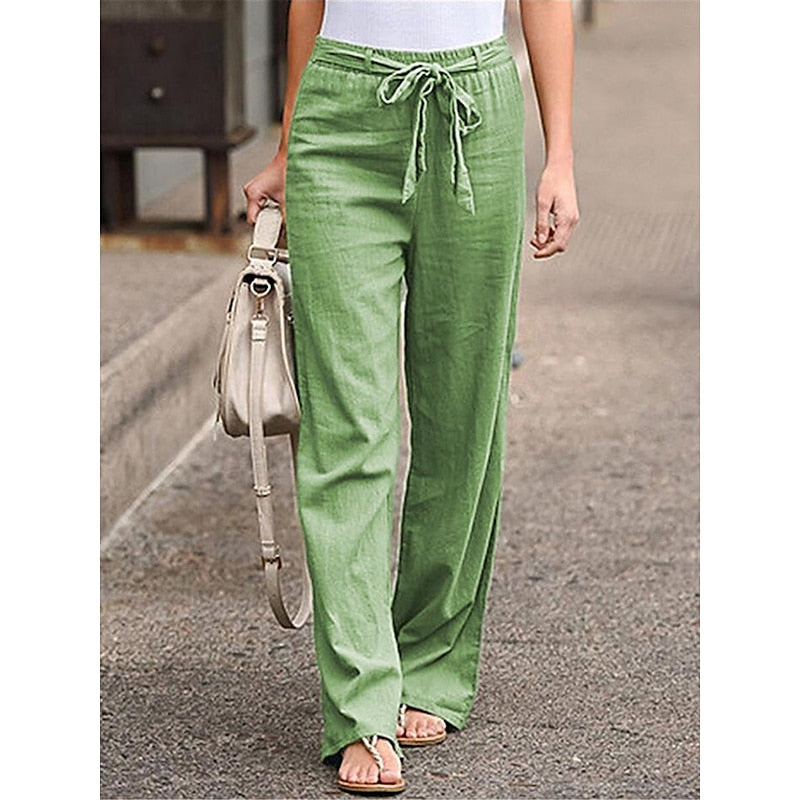 Chloe - Summer Linen Women's Trousers with Wide Legs
