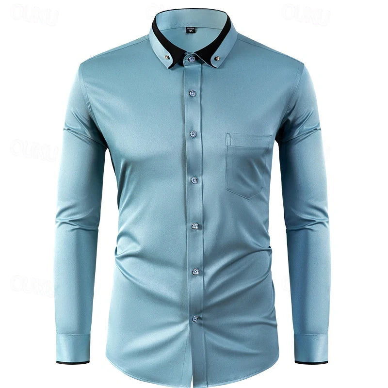 Men's Two-Tone Dress Shirt with Long Sleeves Elegant