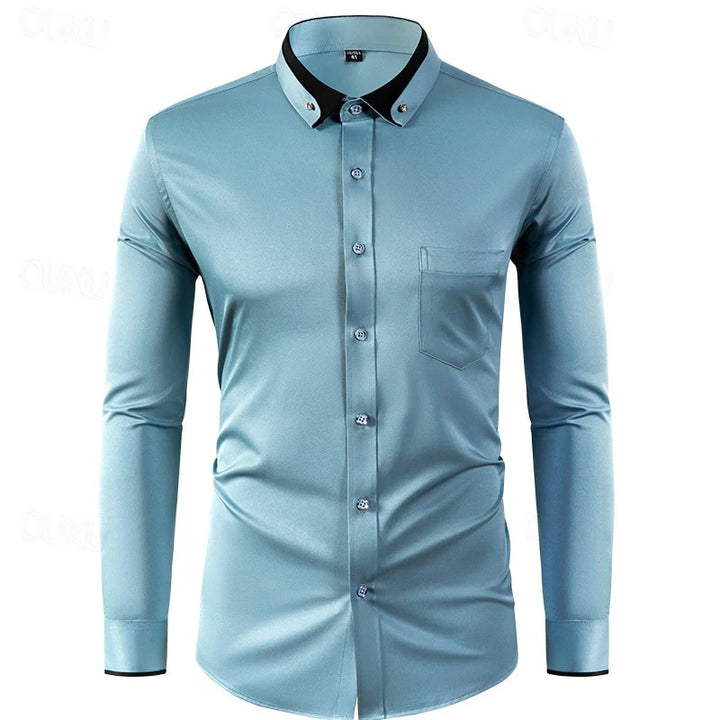 Men's Two-Tone Dress Shirt with Long Sleeves Elegant