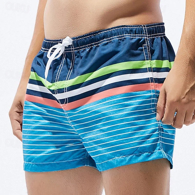Men's lightweight quick-drying striped swimsuit