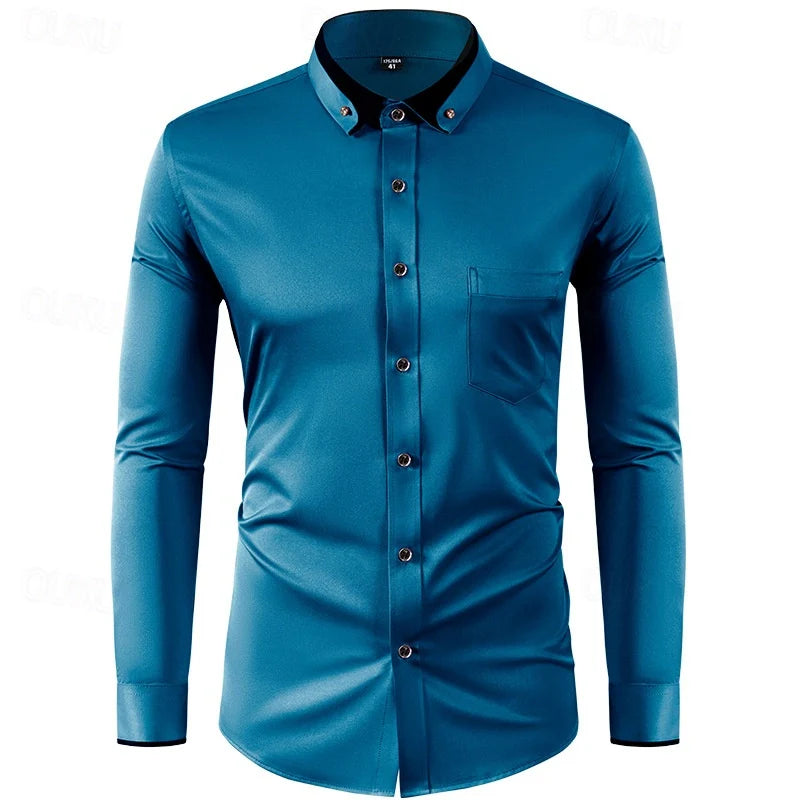 Men's Two-Tone Dress Shirt with Long Sleeves Elegant