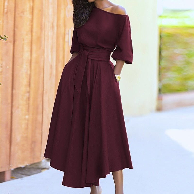 Eco-Friendly A-Line Dress with Tie Waist