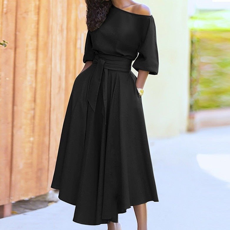 Eco-Friendly A-Line Dress with Tie Waist