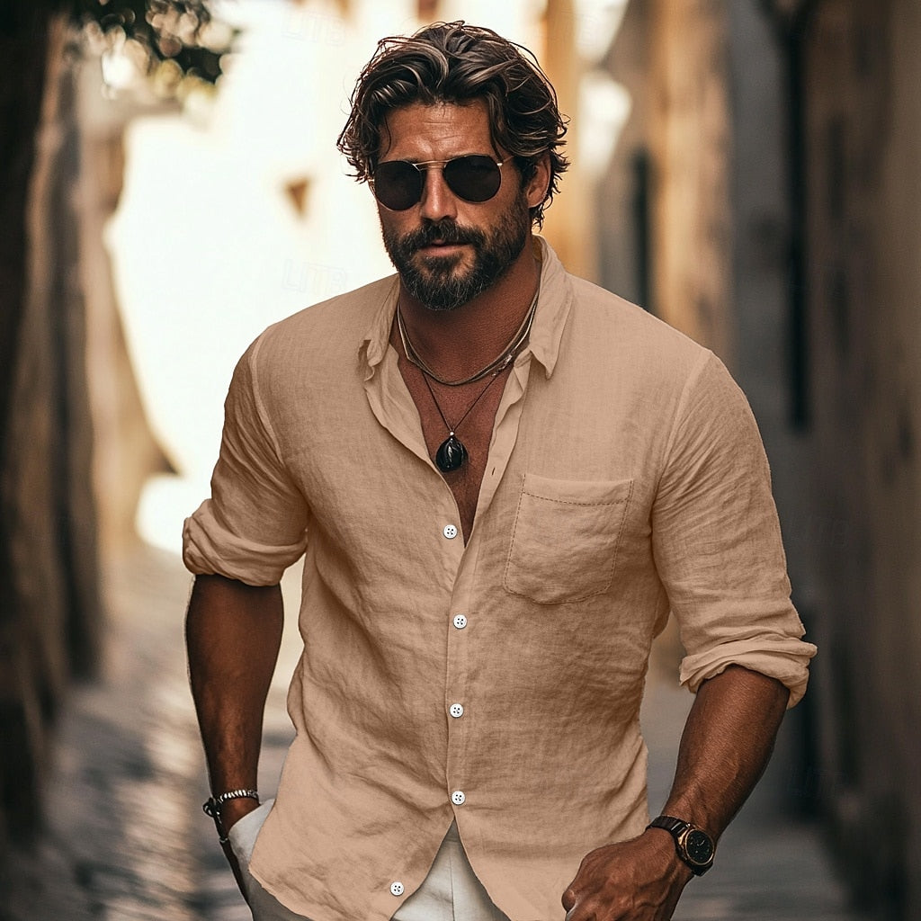 James - Linen Long Sleeve Shirt for Men