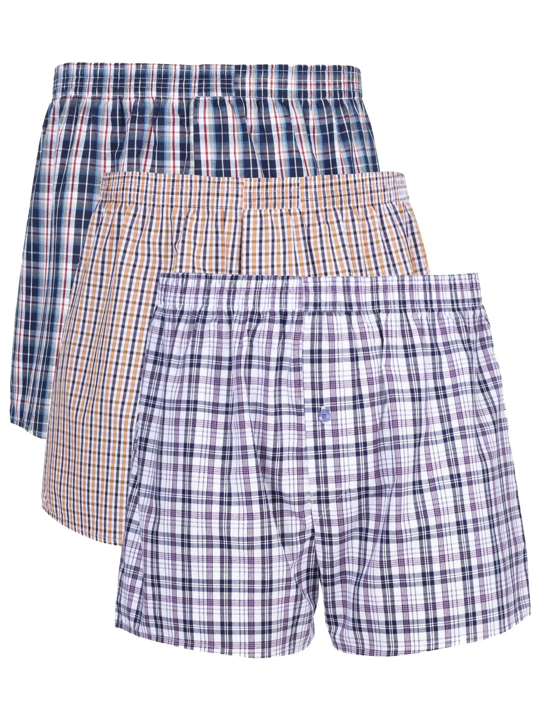 3 Comfortable Men’s Plaid Woven Boxer Shorts