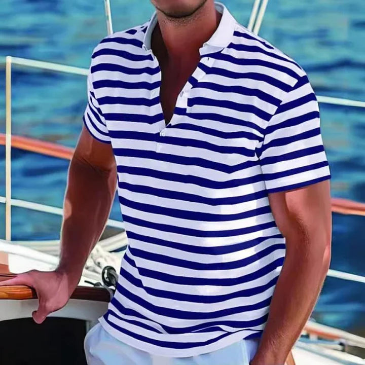 Men's Retro Striped Polo Shirt