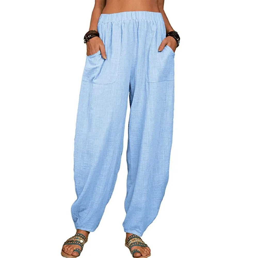 Women's Casual Loose Linen Cotton Summer Pants