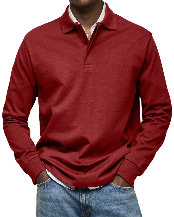 Nathan | Classic Long Sleeve Cotton Polo Shirt