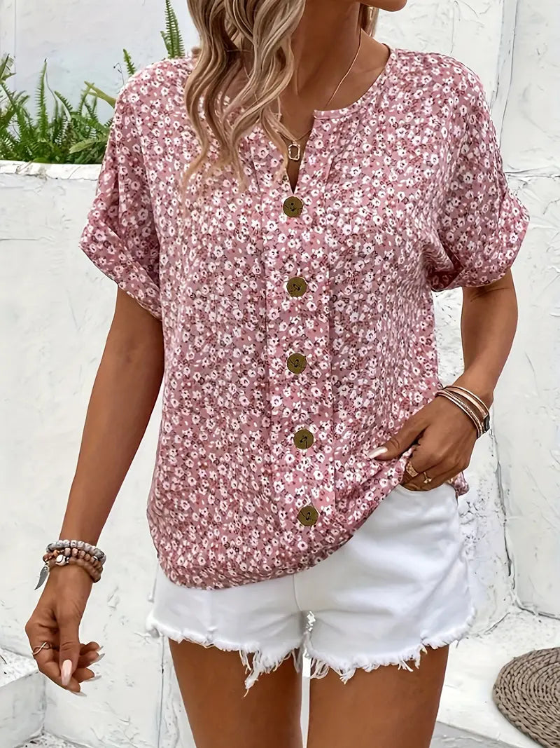 Wolena | Chic Floral Button-Up Blouse