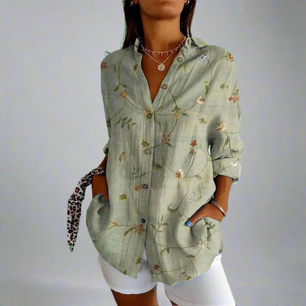 Classic Blouse in Quality Fabric with Handmade Details