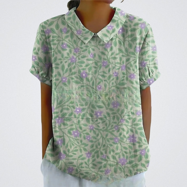 Floral Linen Blouse for Women
