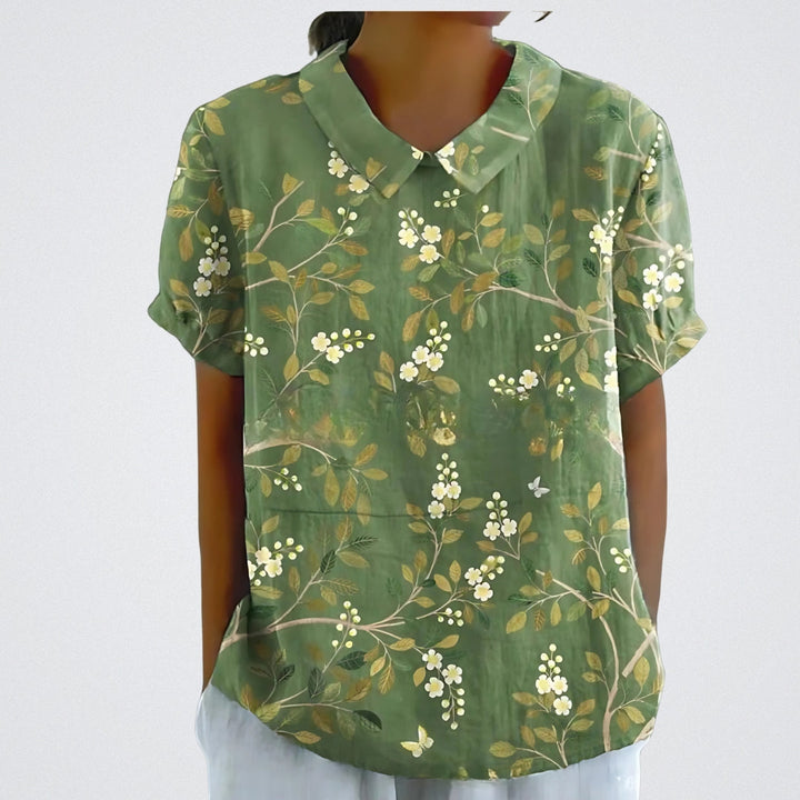Floral Linen Blouse for Women