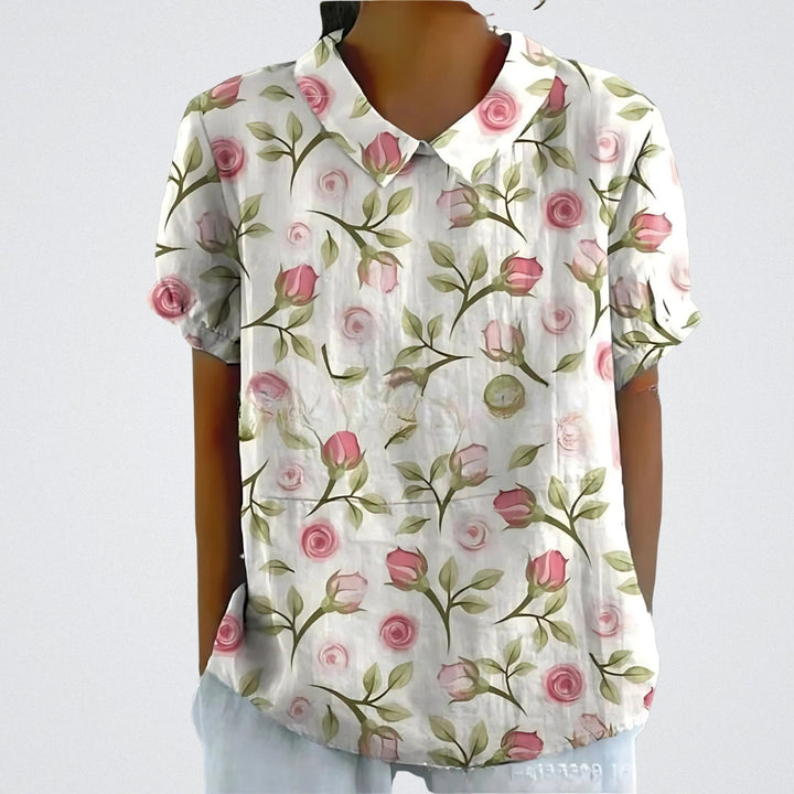 Floral Linen Blouse for Women
