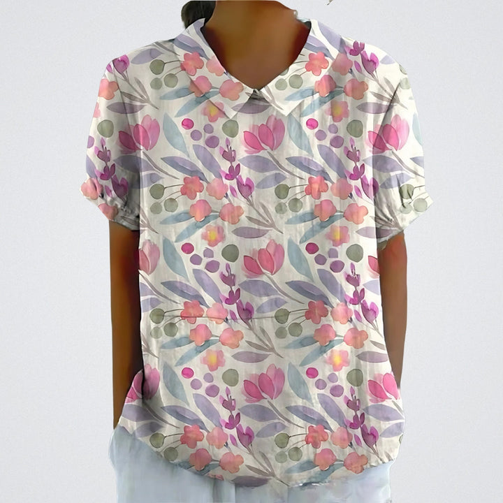 Floral Linen Blouse for Women