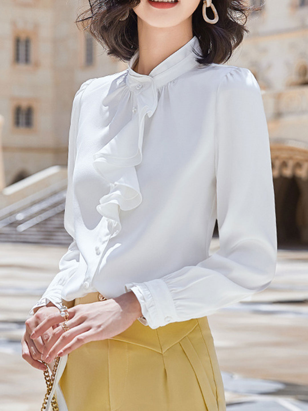 Gwen | Sophisticated Ruffle Chiffon Top