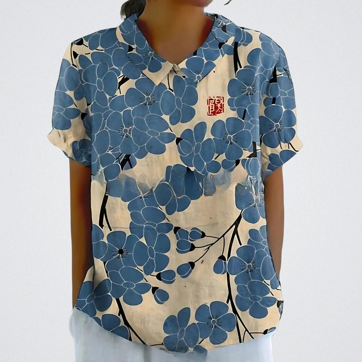 Floral Linen Blouse for Women