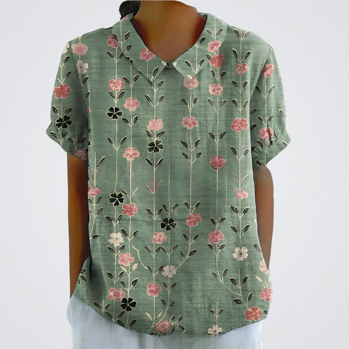Floral Linen Blouse for Women