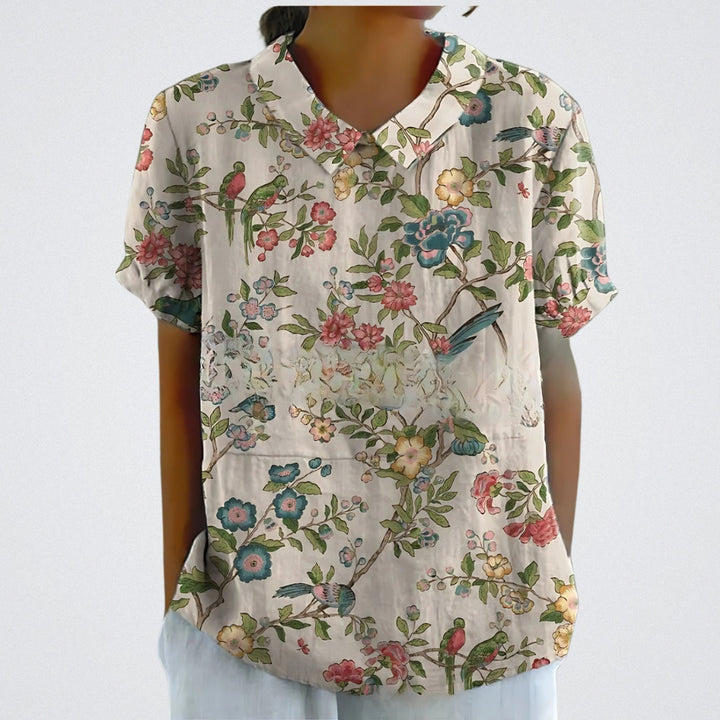Floral Linen Blouse for Women