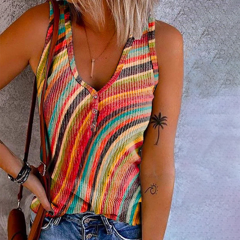 Women's Rainbow Striped Tank Top