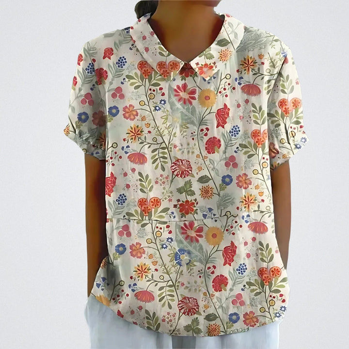 Floral Linen Blouse for Women