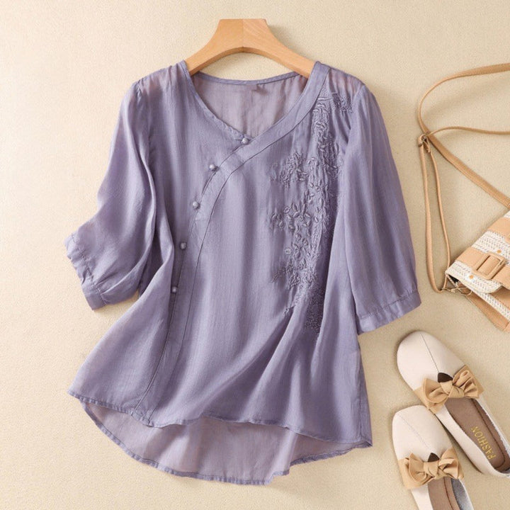 Sue | Chic Asymmetrical Button-Down Top