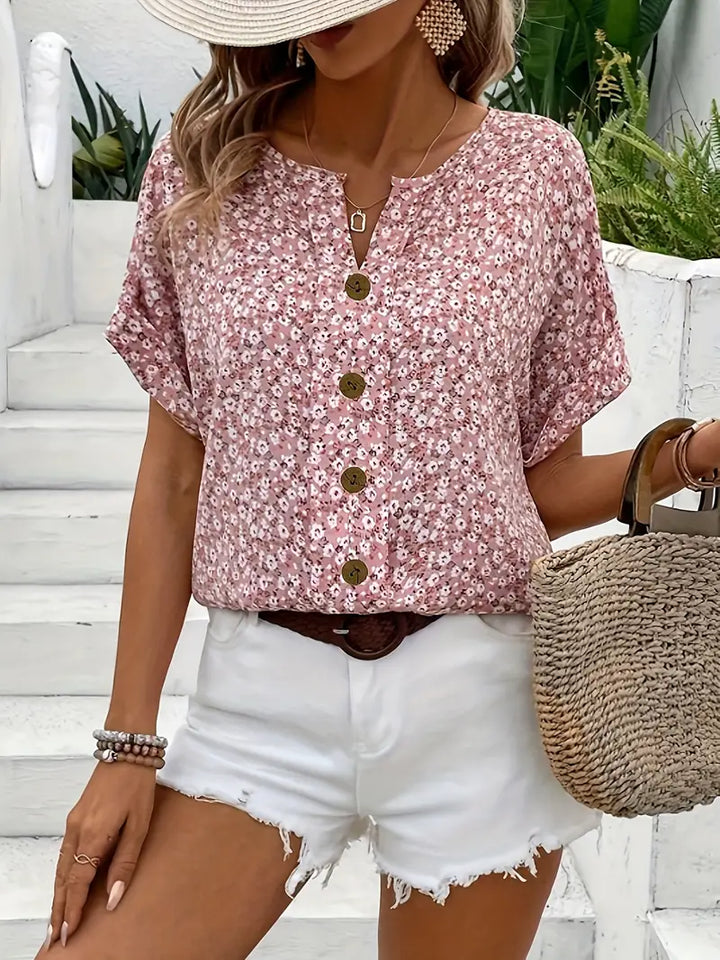 Wolena | Chic Floral Button-Up Blouse