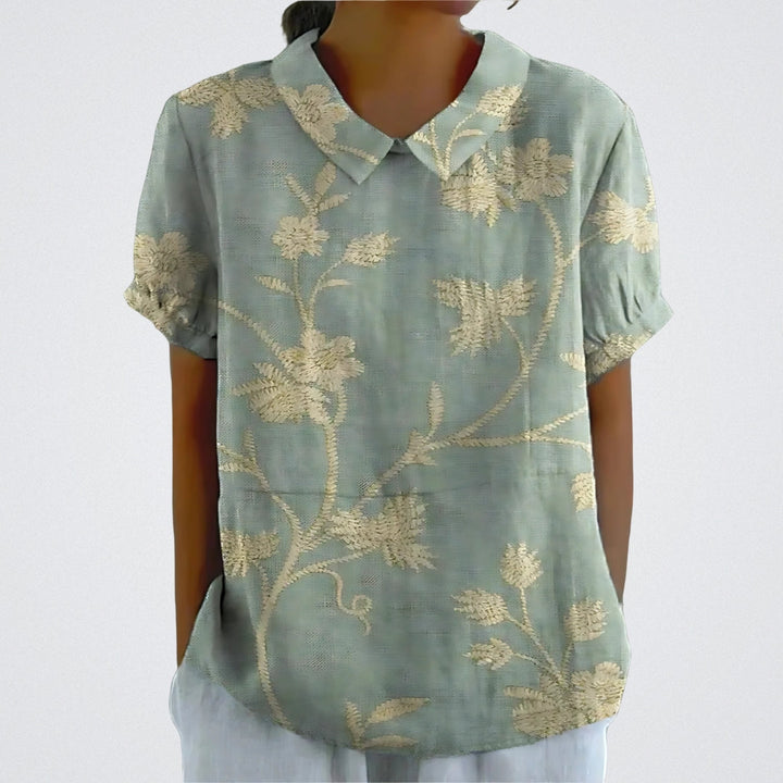 Floral Linen Blouse for Women