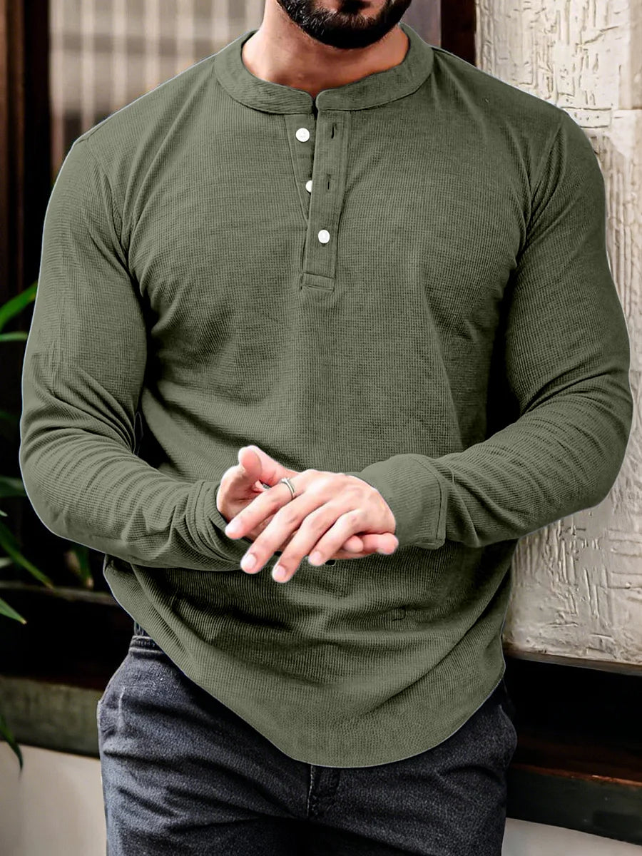 Comfort Fit Longsleeve Henley T Shirt for Men