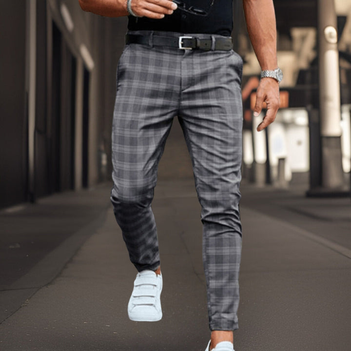 Men's Comfortable Checkered Chino Pants